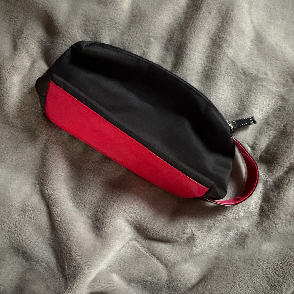 Black Lancôme Cosmetic Bag with Red Flower Accent - Picture 2 of 3